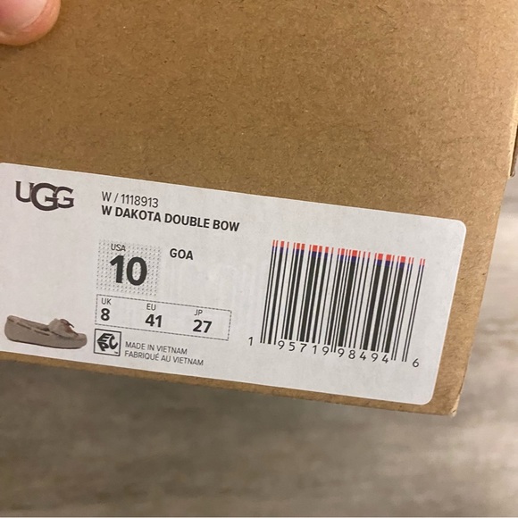 UGG | Dakota Double Bow Moccasin Slippers In Goat Gray Size 10 NEW - Picture 7 of 14
